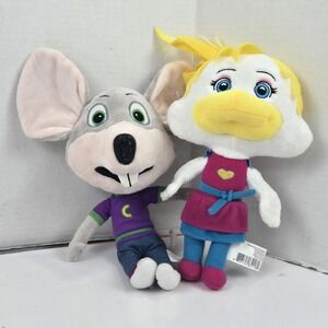 Chuck E Cheese and Helen Henny Big Head Plush Toys 12" and 10" Fun Express